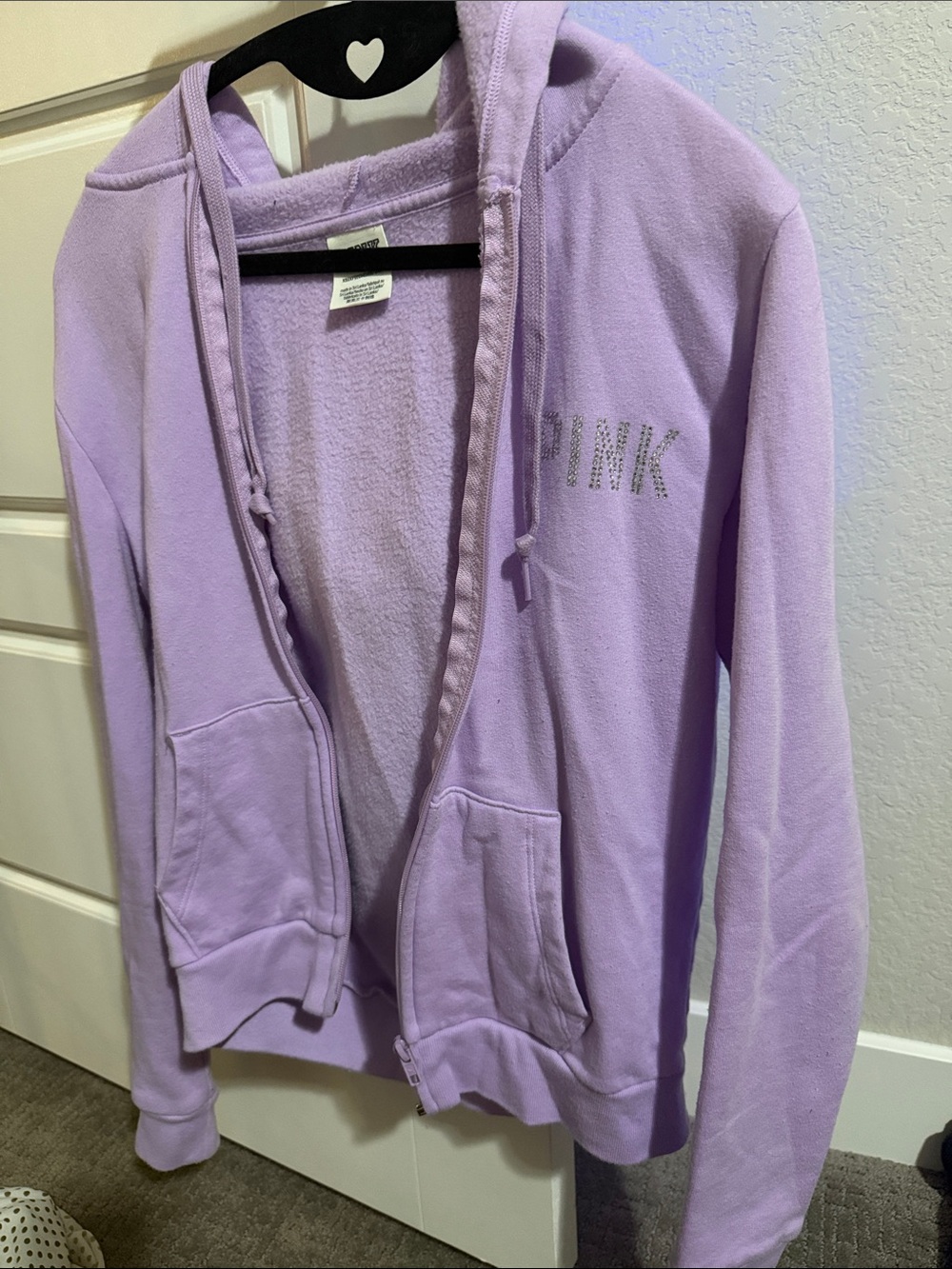 Victorias Secret: PINK Lavender Zip-Up Hoodie with rhinestones